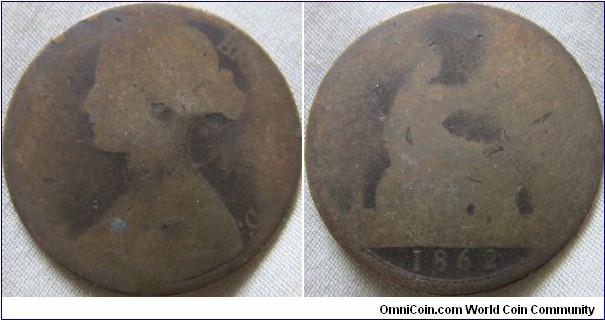 low grade 1862 penny