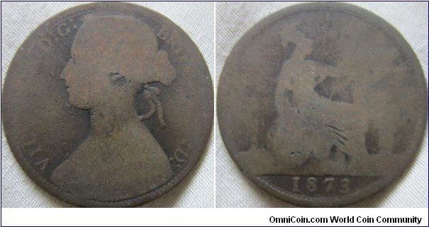 1873 penny, low grade