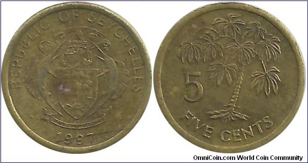 Seychelles 5 Cents 1997