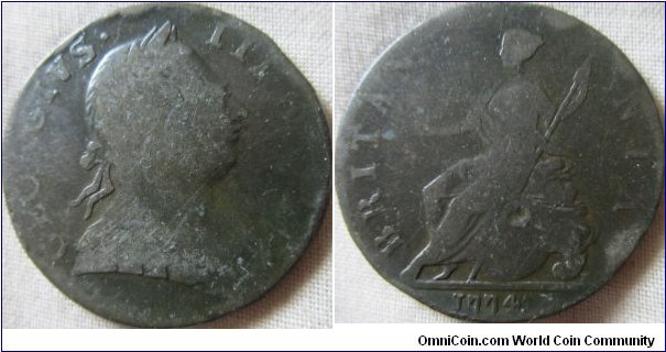 possible counterfeit 1774 halfpenny 