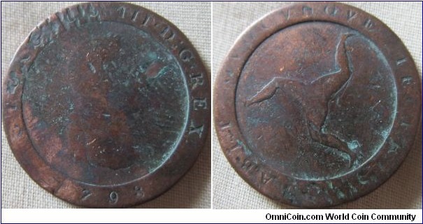 1798 Isle of man halfpenny low grade