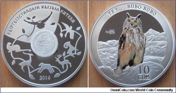 10 Som - Eurasian Eagle-owl - 28.28 g 0.925 silver Proof - mintage 3,000