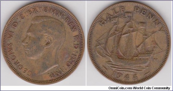 George VI half Penny England 1944