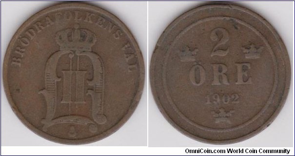 Sweden 2 Öre 1902