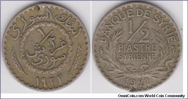 Syria half piastre 1921