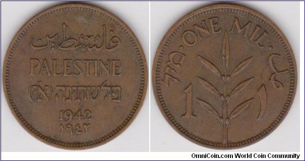 Palestine 1 Mil 1942