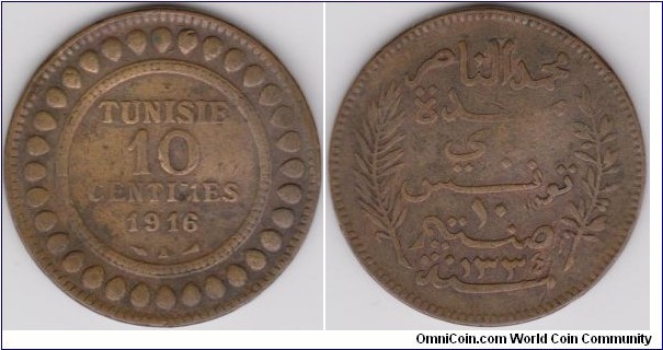 Tunisia 10 Centimes 1916