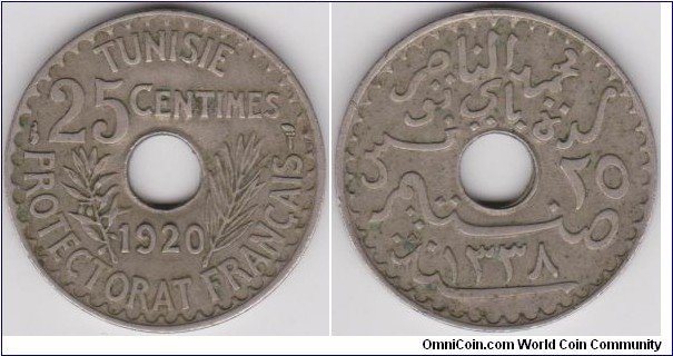 Tunisia 25 Centimes 1920