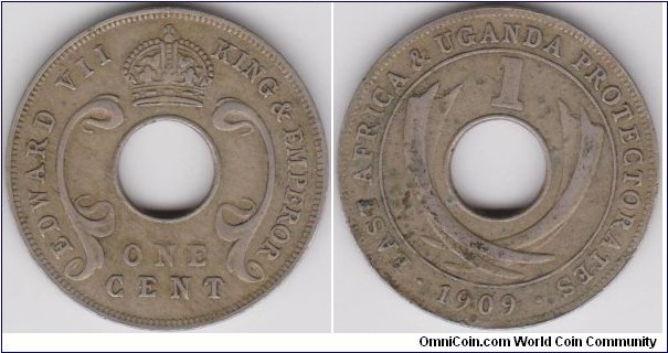 Edward VII One Cent East Africa & Uganda 1909