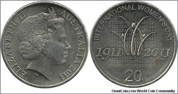 Australia 20 Cents 2011-International Women's Day