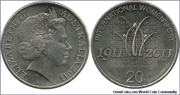 Australia 20 Cents 2011-International Women's Day