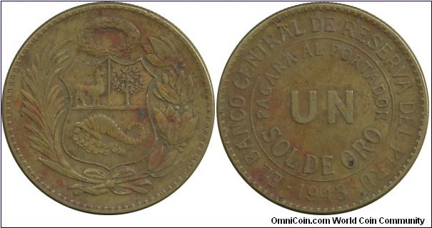 Peru 1 Sol de Oro 1943