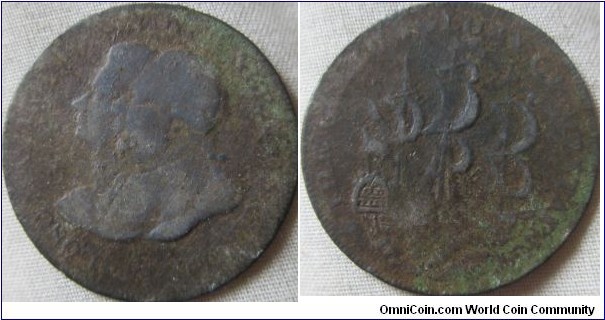 undated London halfpenny middlesex token, the guard and glory of great Britain, LONG MAY THEY REIGN OVER A GRATEFULL PEOPLE 