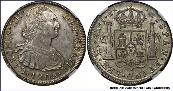 8 Reales. NGC MS62.