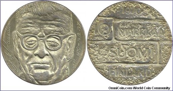 FinlandComm 10 Markkaa 1970-Paasikivi