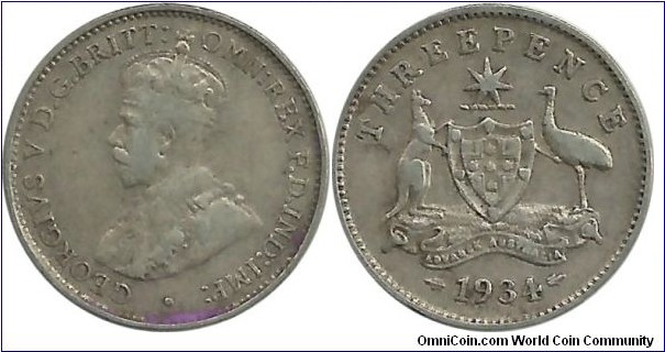 Australia 3 Pence 1934