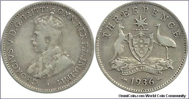 Australia 3 Pence 1936