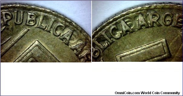 Argentina 5 Centavos 1949 - Over Struck-2