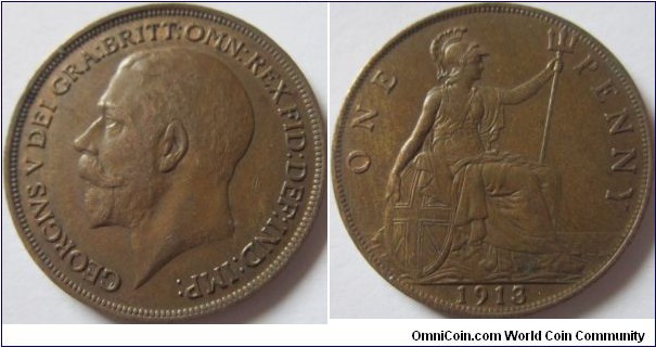 1913 penny, EF grade and well struck