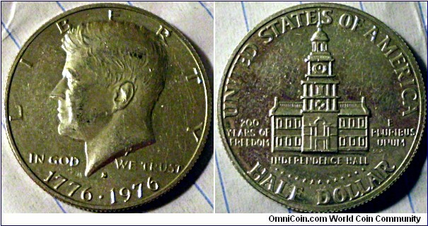 1976S Silver Half Dollar (impaired proof from change)