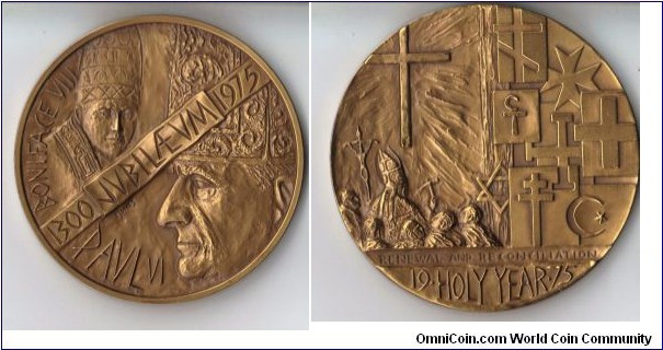 Medal commemorating the Roman Catholic Jubilee in 1975.