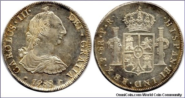 Charles III 8 Reales, Potosi mint. 