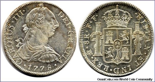 Charles III 8 Reales, Mexico city mint.