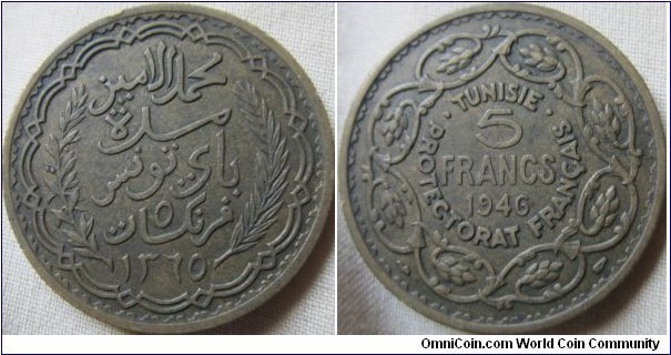 1946 Tunisia 5 franc