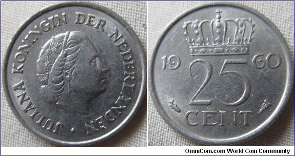 1960 Holland 25 cent EF