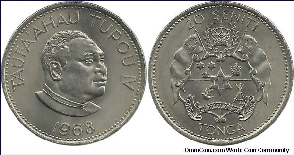 Tonga 20 Seniti 1968