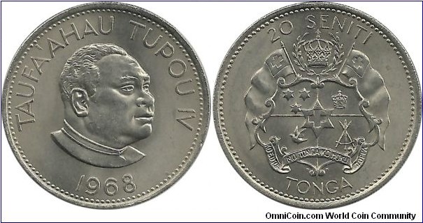 Tonga 20 Seniti 1968