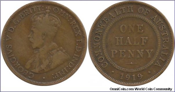 Australia ½ Penny 1919