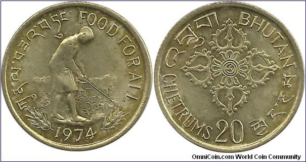 Bhutan 20 Chetrums 1974 FAO