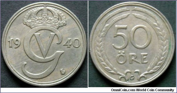 Sweden 50 ore.
1940