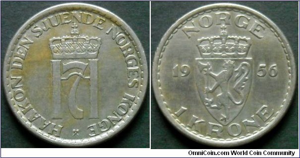 Norway 1 krone.
1956