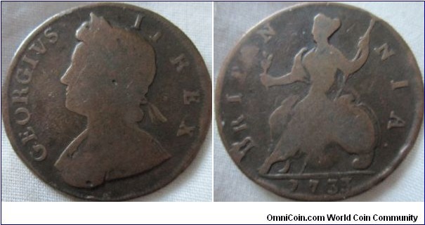 1733 halfpenny, fair.