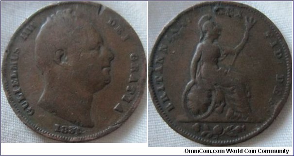 low grade 1831 farthing