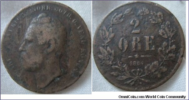 1864 2 ore, low grade