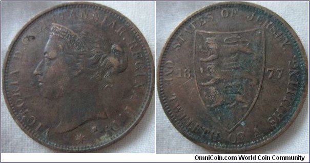 1877 1 1/12 of a shilling, VF details possibly lower due to green