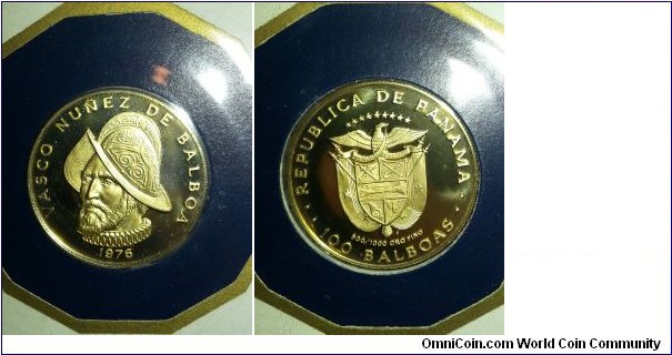 Republic of Panama One Hundred Balboa Gold Coin Proof 8.16 gram of 900/1000 fine gold
