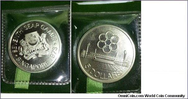 Singapore $5 Proof Silver Crown 