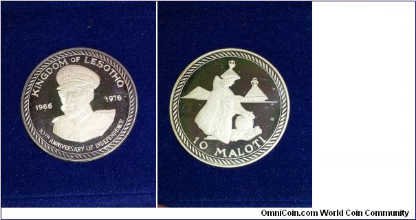 10th Anniversary of Indepedance Sterling Silver 10 Maloti