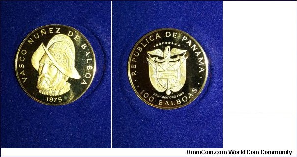 Republic of Panama One Hundred Balboa Gold Coin. 8.16 grams of 900/1000 fine gold