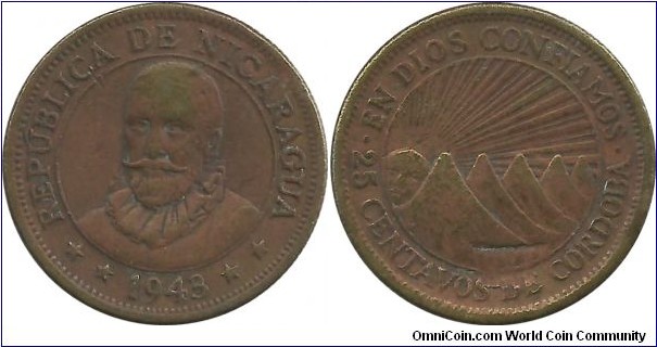 Nicaragua 25 Centavos 1943