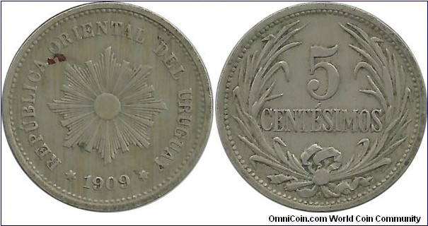 Uruguay 5 Centesimos 1909