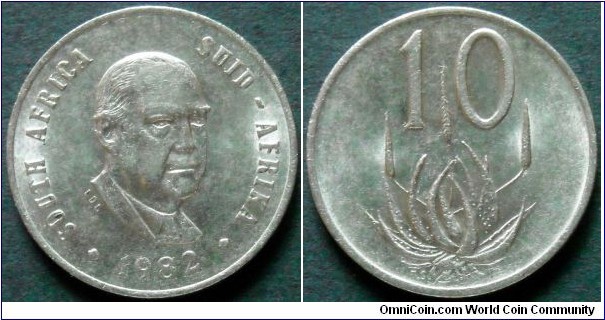 South Africa 10 cents.
1982, President Johannes Balthazar Vorster.