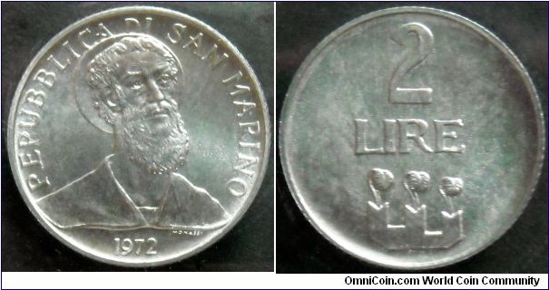 San marino 2 lire.
1972, Al.