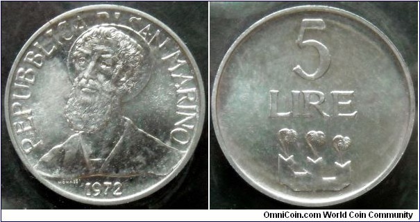 San Marino 5 lire.
1972, Al.
