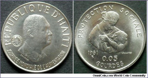 Haiti 5 centimes (0,05 gourdes)
World Food Day, F.A.O. issue.
Rome mint.