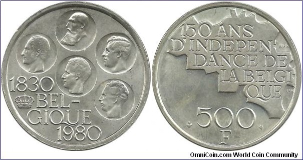 Belgium 500 Francs 1980-French